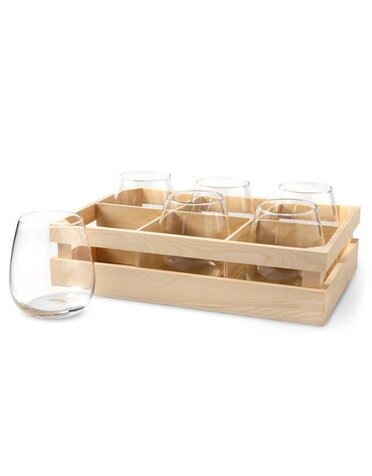 IWA Wine Accessories Glass Wine Tumbler In Crate, 14 oz., Set of Six