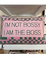 "I Am the Boss" Embroidered Lumbar Pillow, 14"x 9"