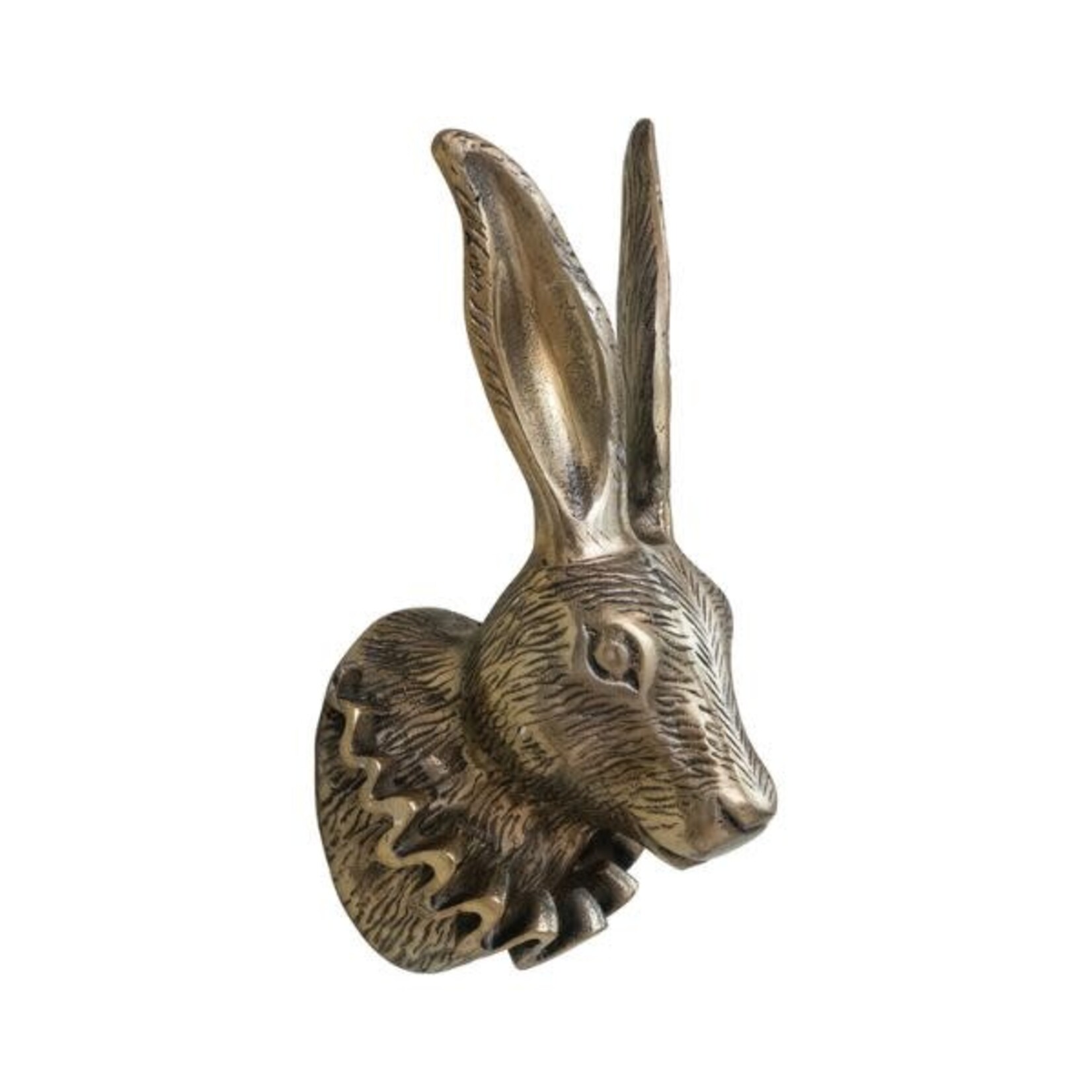 Brass Wall Mount, Rabbit Head with Ruff Collar, 5 X 6 X 12 in.