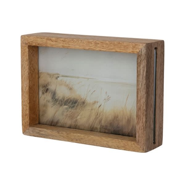 Two-Sided Mango Wood Floating Photo Frame, Natural, 4 X 6 in.