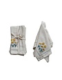 Floral Hand-Embroidered Cotton Napkins, Set of Four