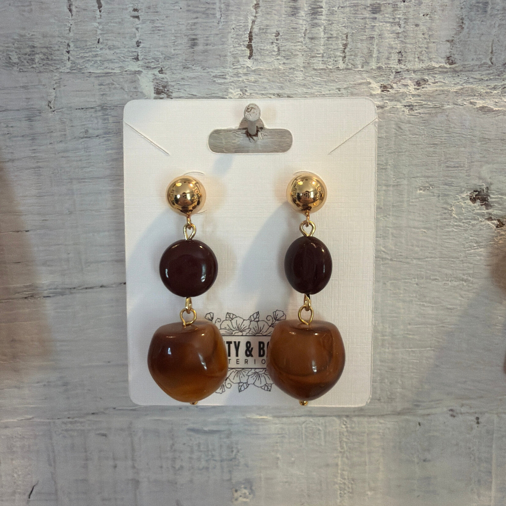 Ellemadera Retro Caramel Tone Stud Earrings