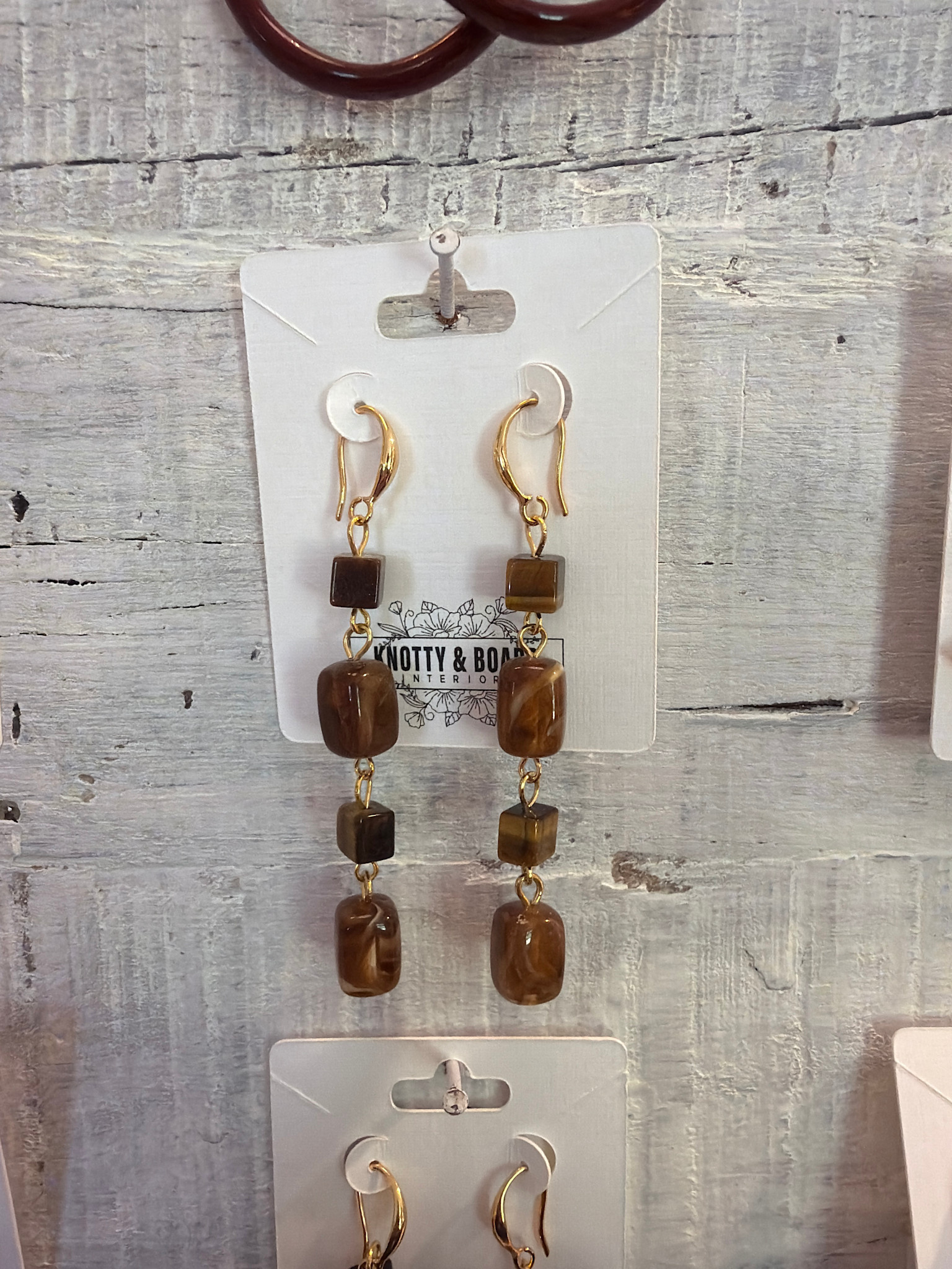 Ellemadera Artisan Long Tassel Drop Earrings with Tiger Eye