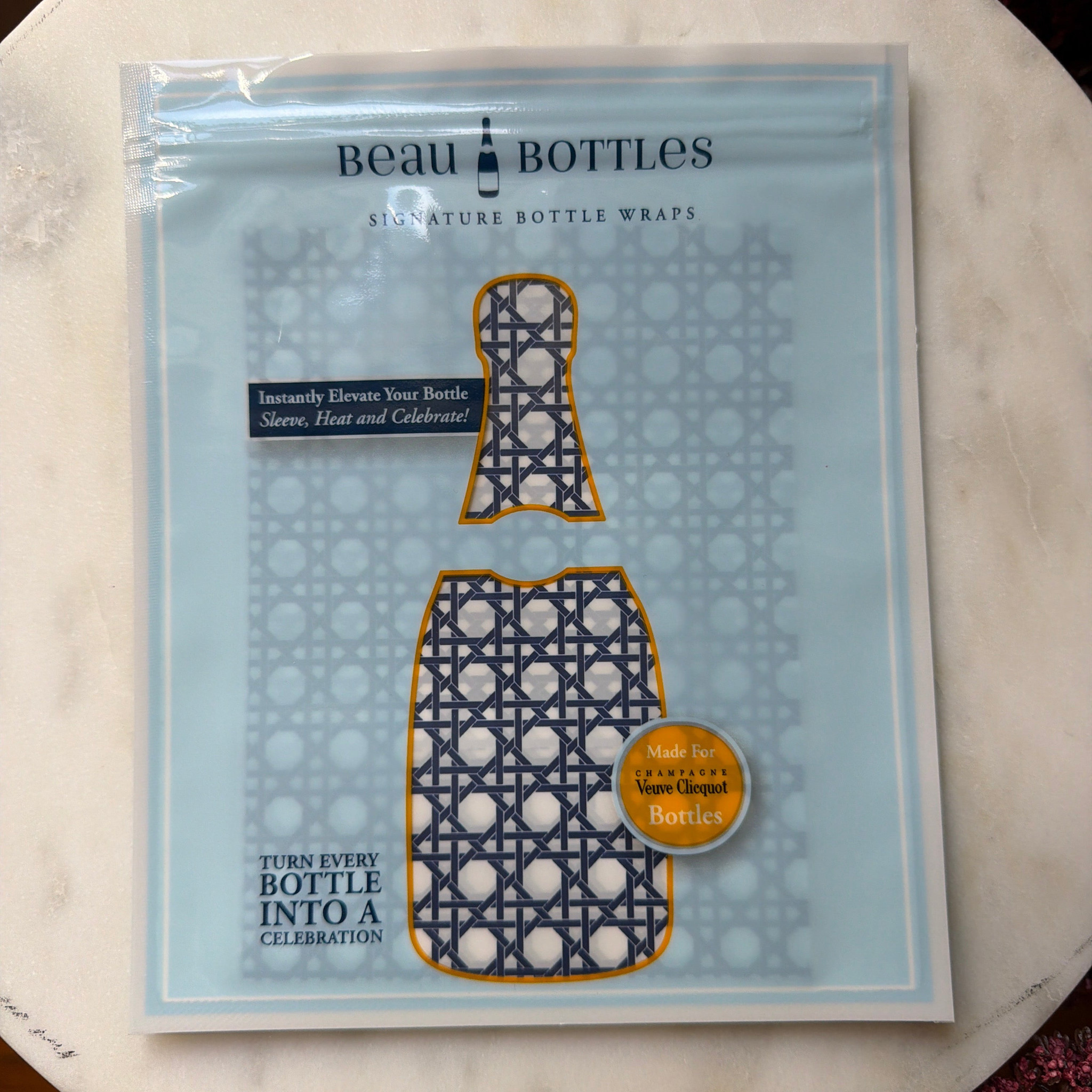 Beau Bottles Beau Bottles Champagne Collection, Navy and White Cane