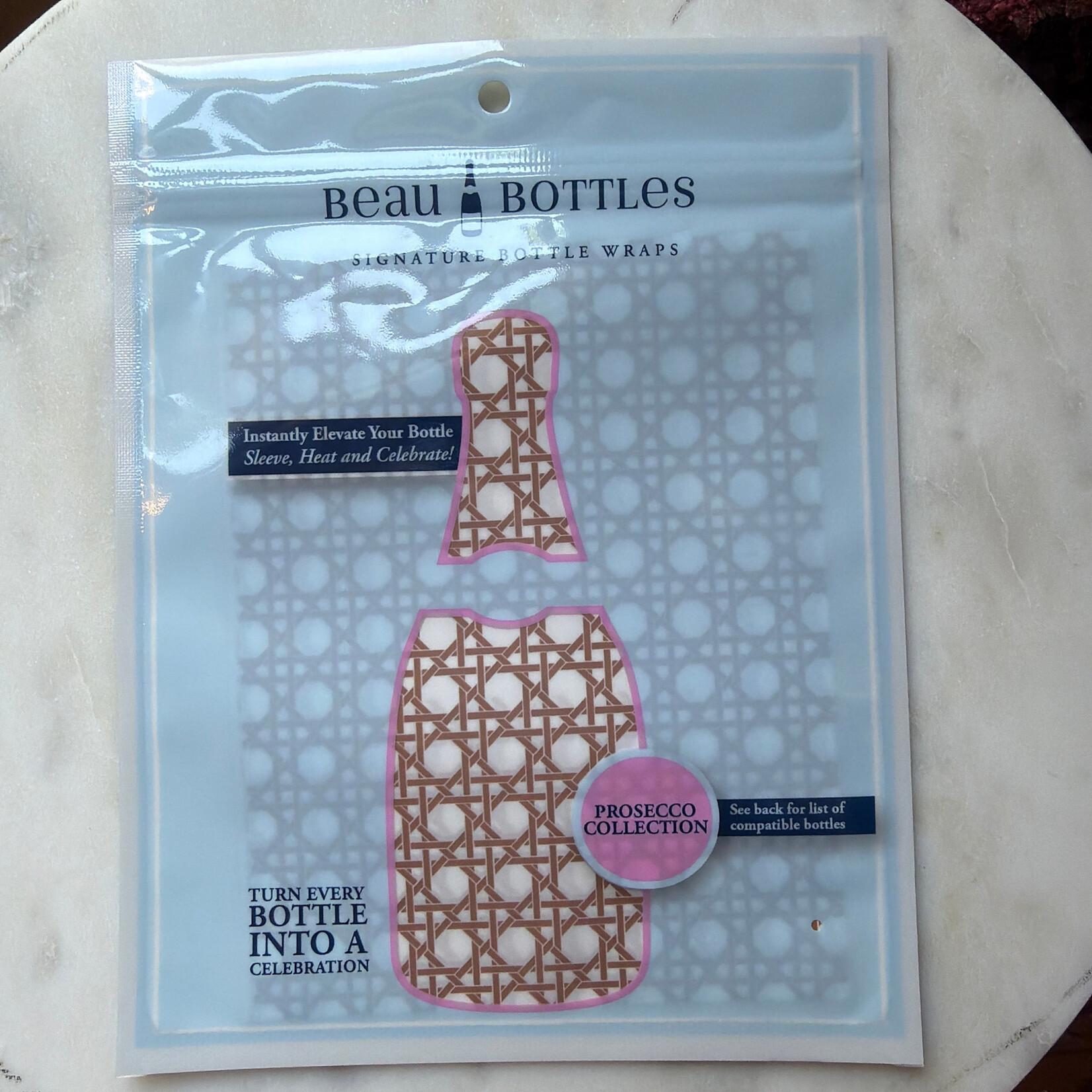 Beau Bottles Beau Bottles Prosecco Collection, Brown and White Cane