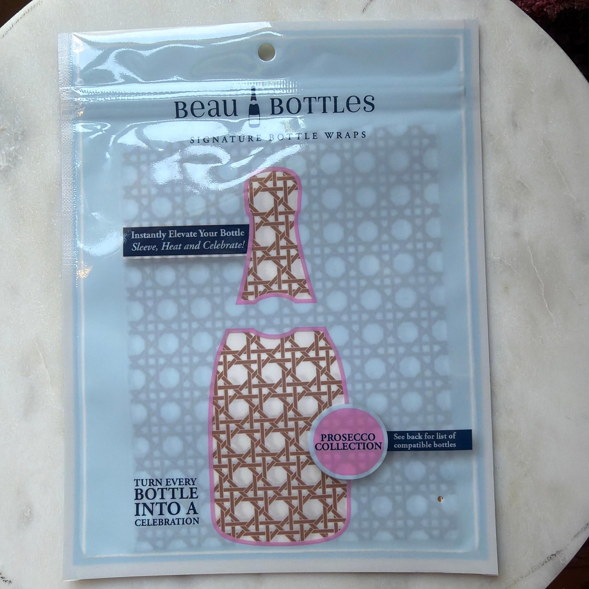 Beau Bottles Beau Bottles Prosecco Collection, Brown and White Cane