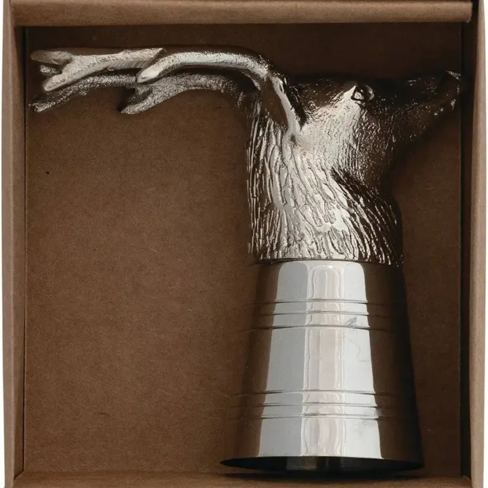 Cast Aluminum & Stainless Steel Deer Head Shot Glass, 2 oz