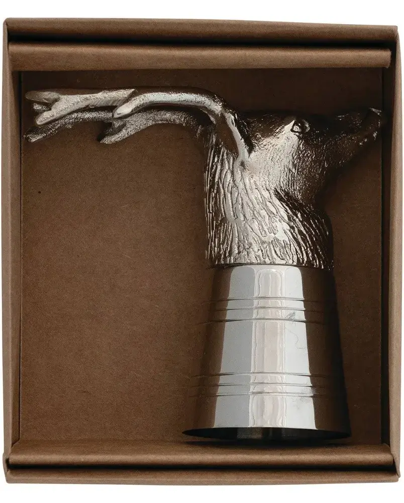 Cast Aluminum & Stainless Steel Deer Head Shot Glass, 2 oz