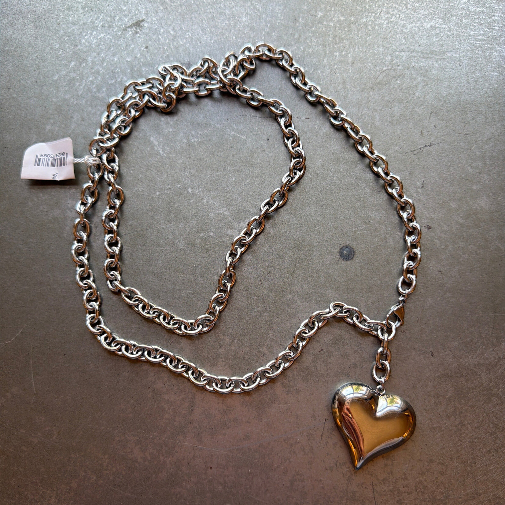 Ghansutt Pearls Silver Large Heart Necklace, Waterproof