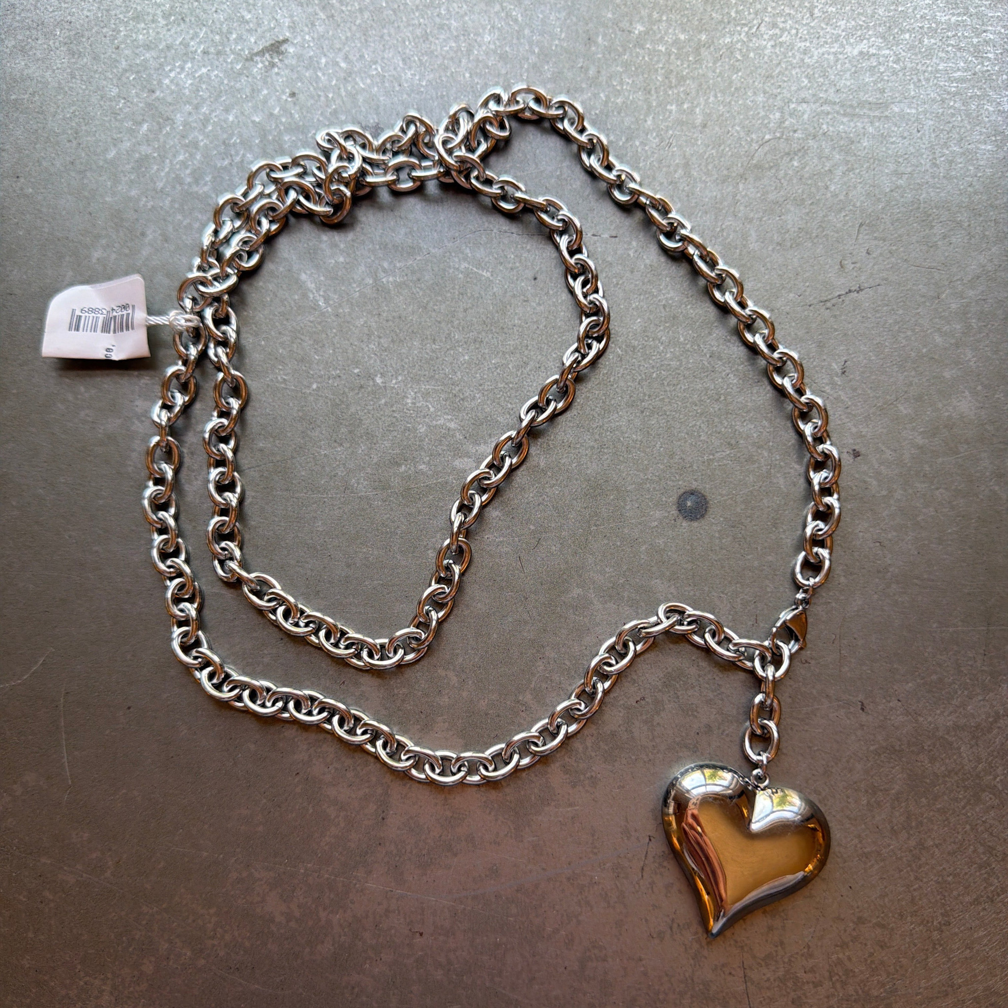 Ghansutt Pearls Silver Large Heart Necklace, Waterproof