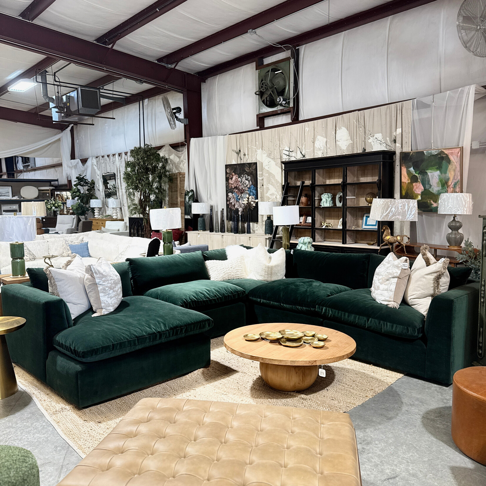 Younger Furniture Billow Sectional 132" x 132" x 66" in Emerald Green