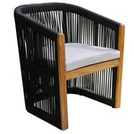 Teak & Black Rope Dining Chair, 25 X 25 X 30.5