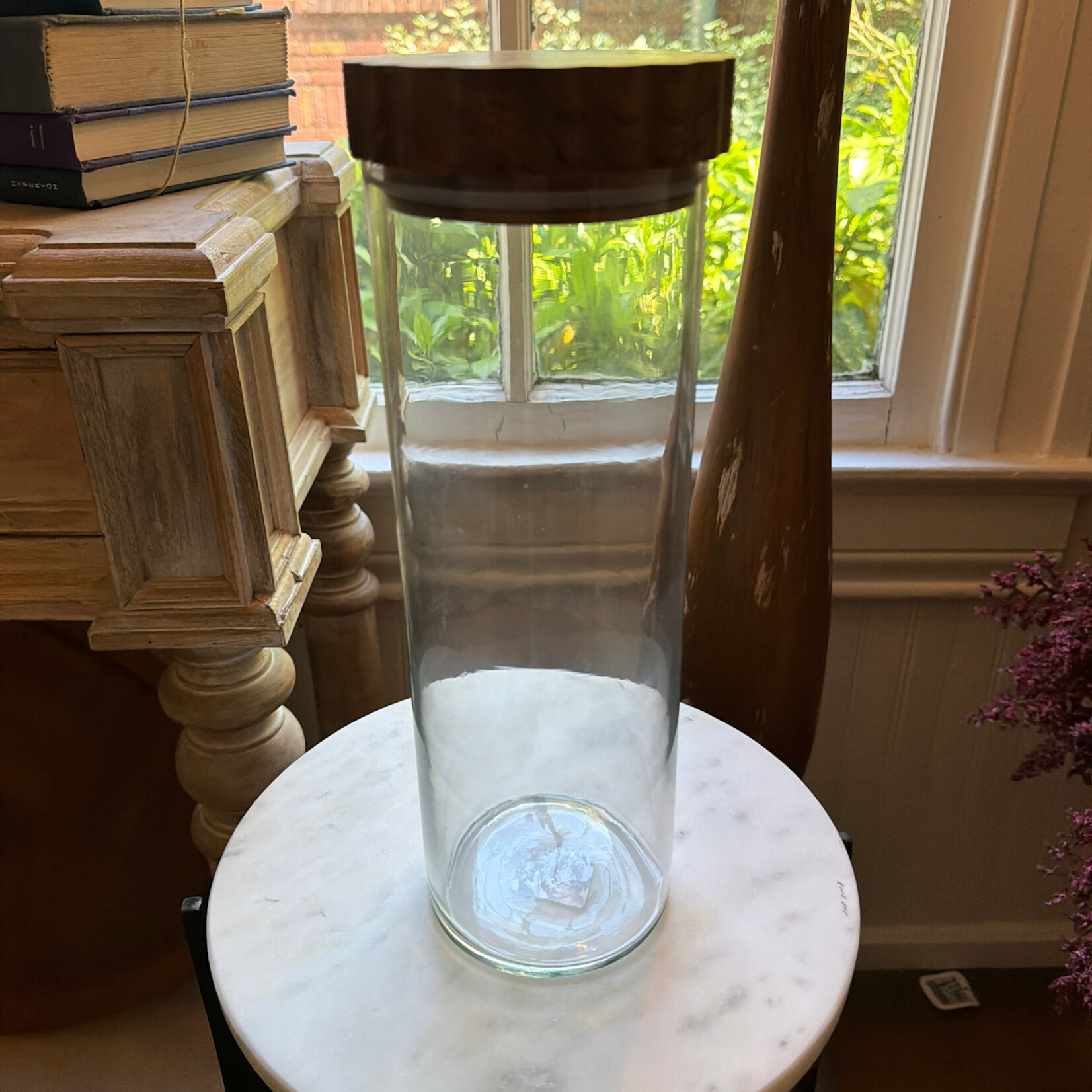 Glass Canister, Scalloped Wood Top, Medium