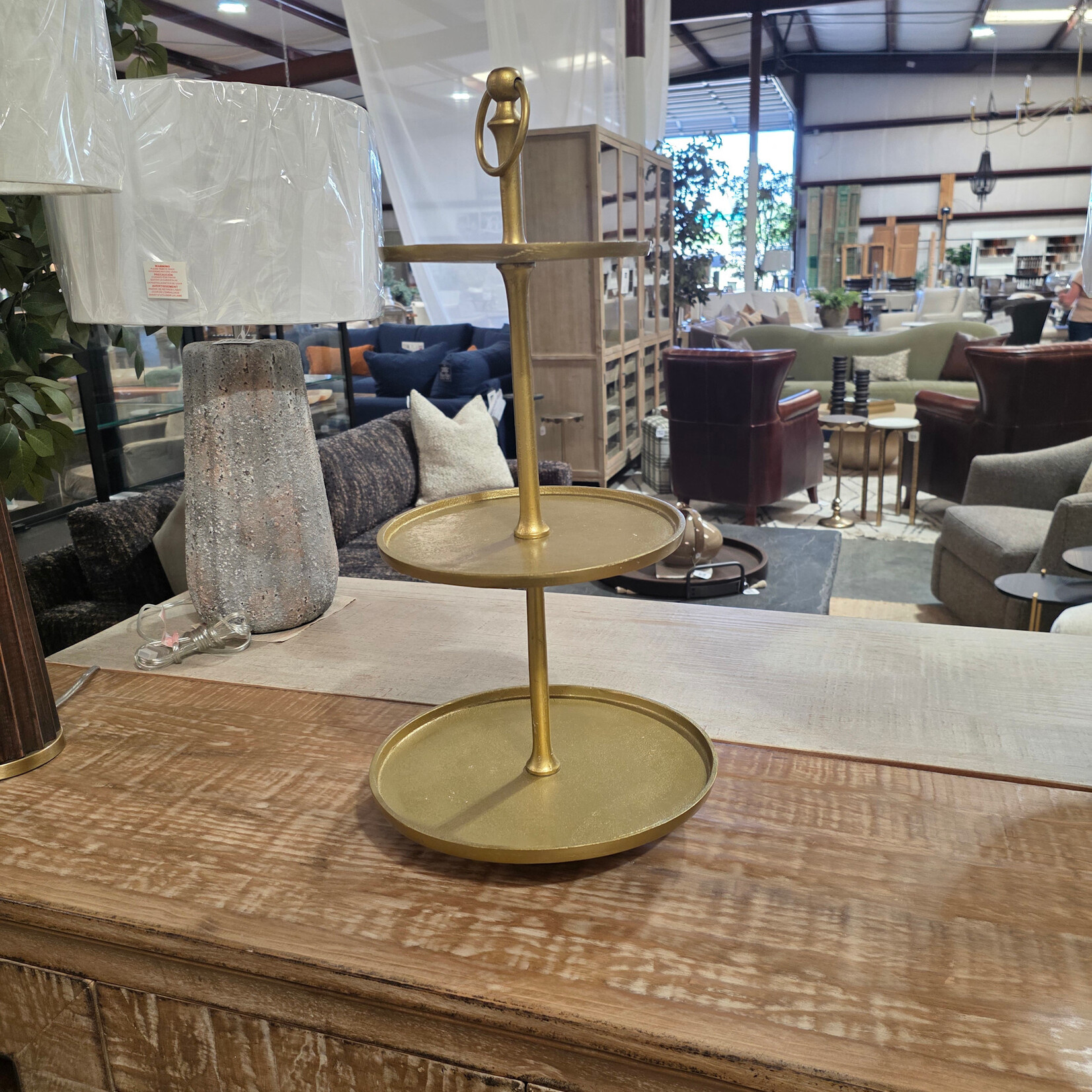 Metal & Aluminum 3-Tier Gold Tray