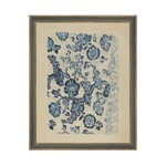 Blue Textile Pattern Framed Antique Art, 7 X 9 in.