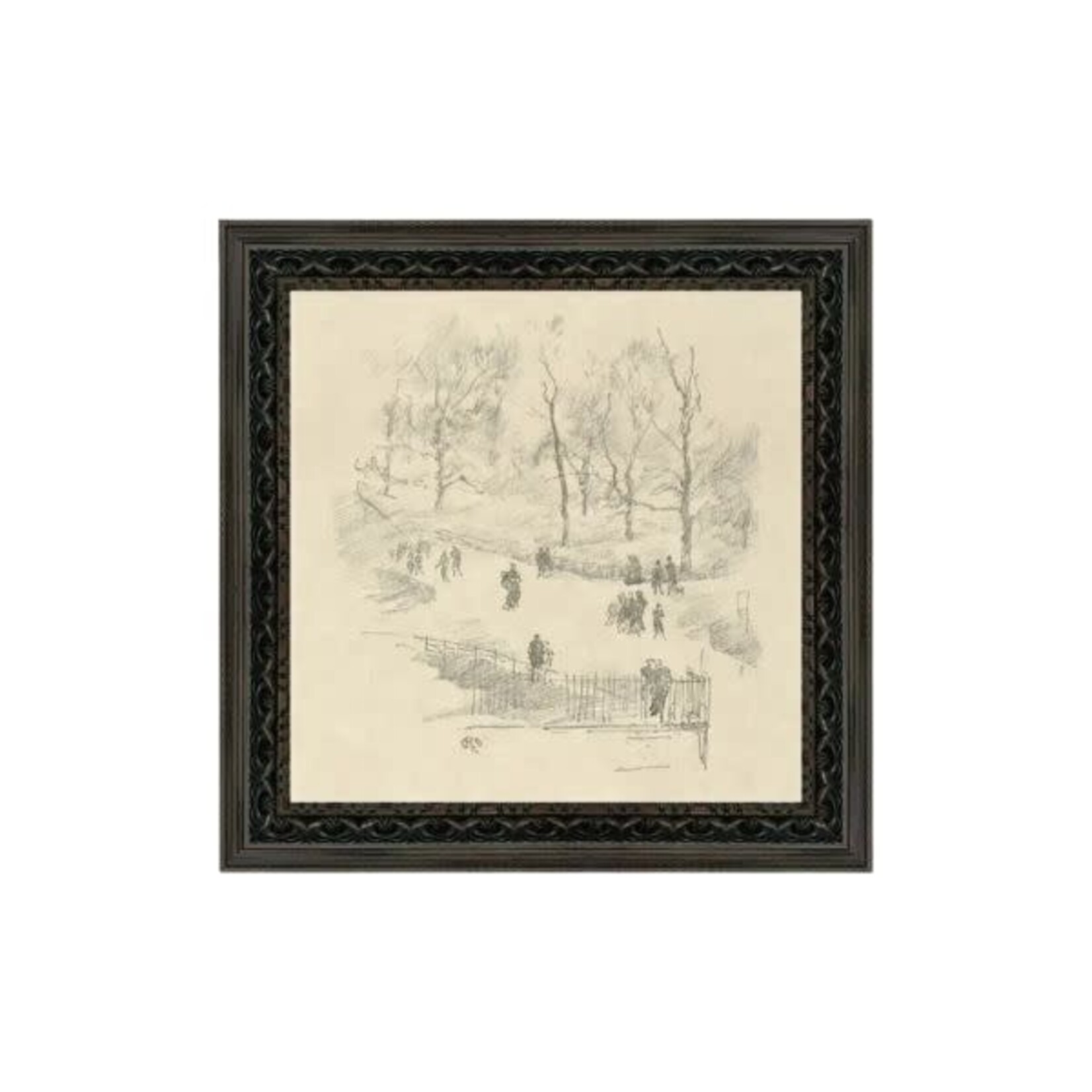 Kensington Gardens in Winter Framed Antique Art, 9 X 9 in.
