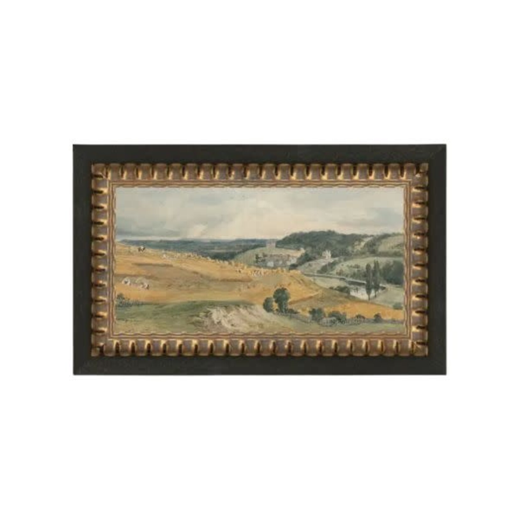 View of St Catherine's Hill Framed Antique Art, 12 X 7 in.