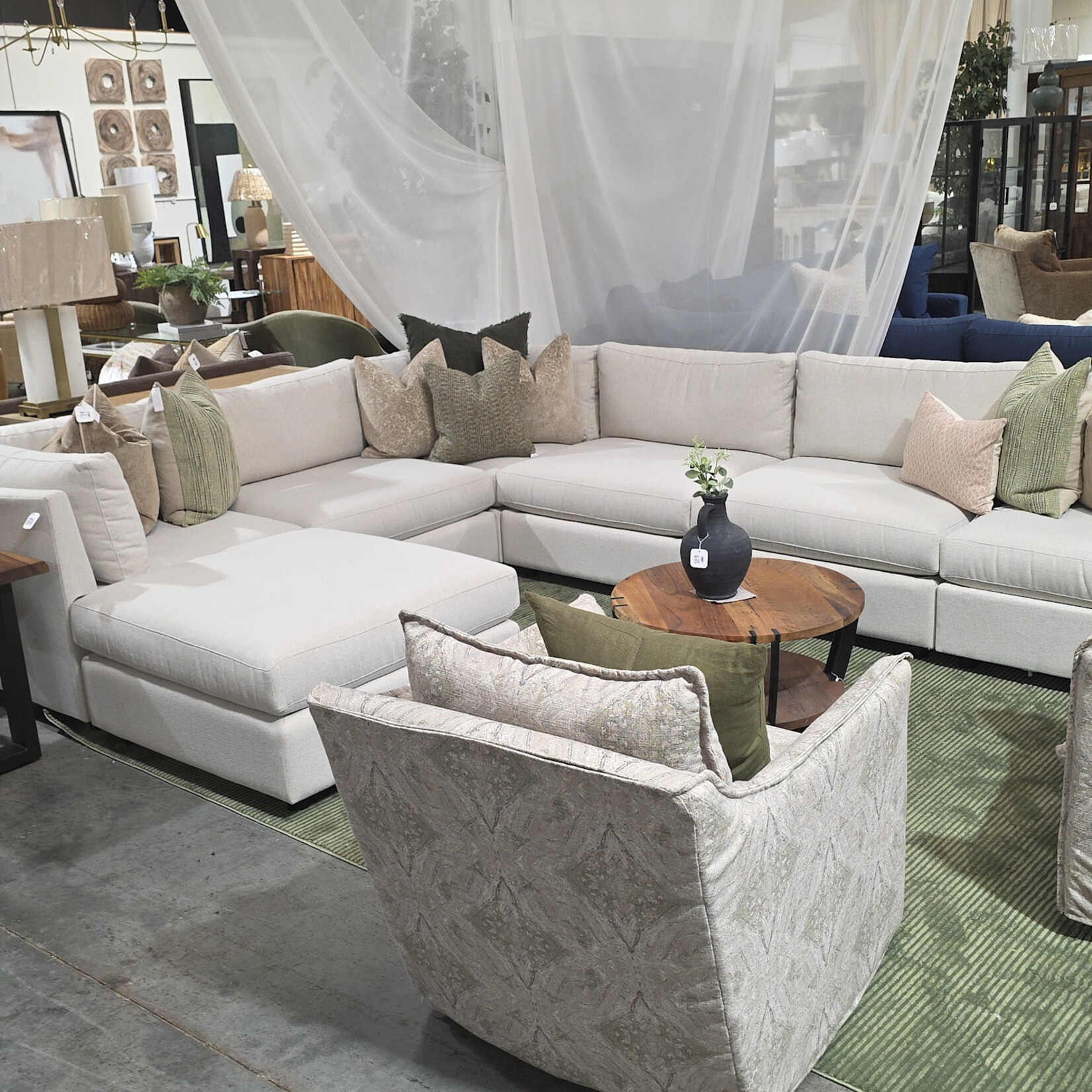 Precedent Adeline Sectional in Renewal Linen Gr 19