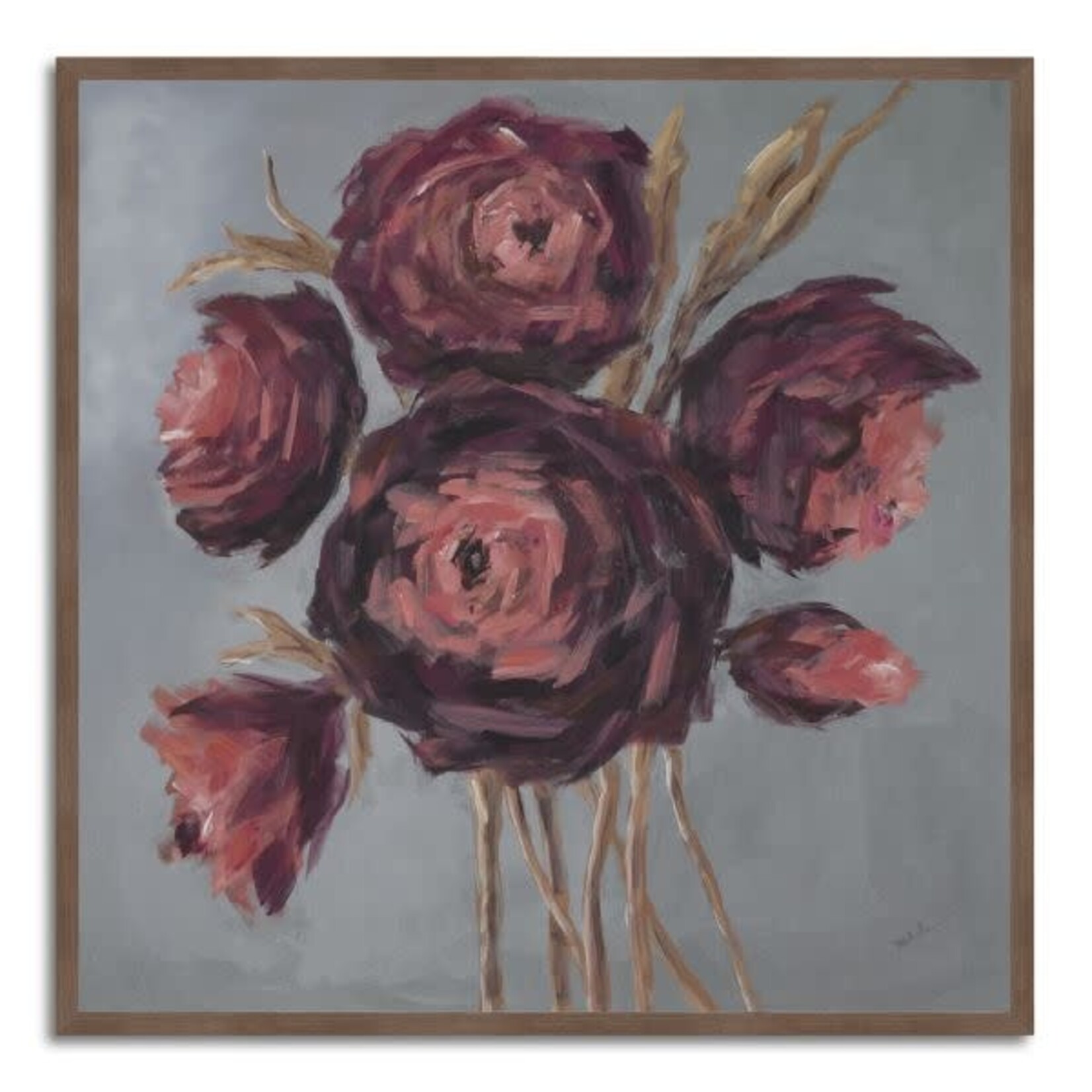 Rosebud Wall Art, Morro Walnut Frame, 42 X 42 in.