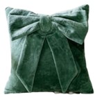 Velvet Bow Pillow, Green, 10 X 10 in.