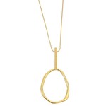 Joy Susan Bar + Oval Adjustable Necklace, Gold, 40 in.