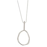Joy Susan Bar + Oval Adjustable Necklace, Silver, 40 in.