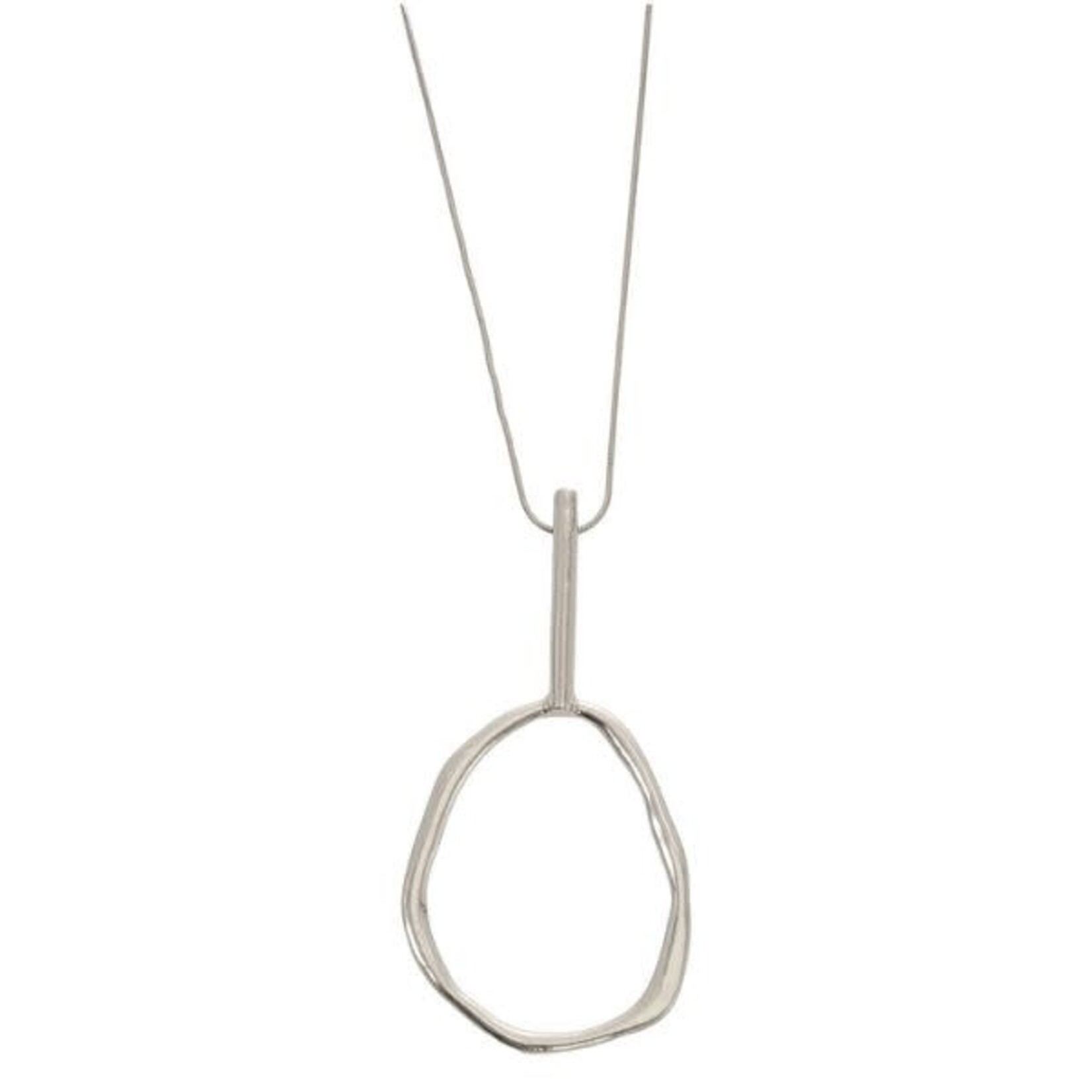Joy Susan Bar + Oval Adjustable Necklace, Silver, 40 in.