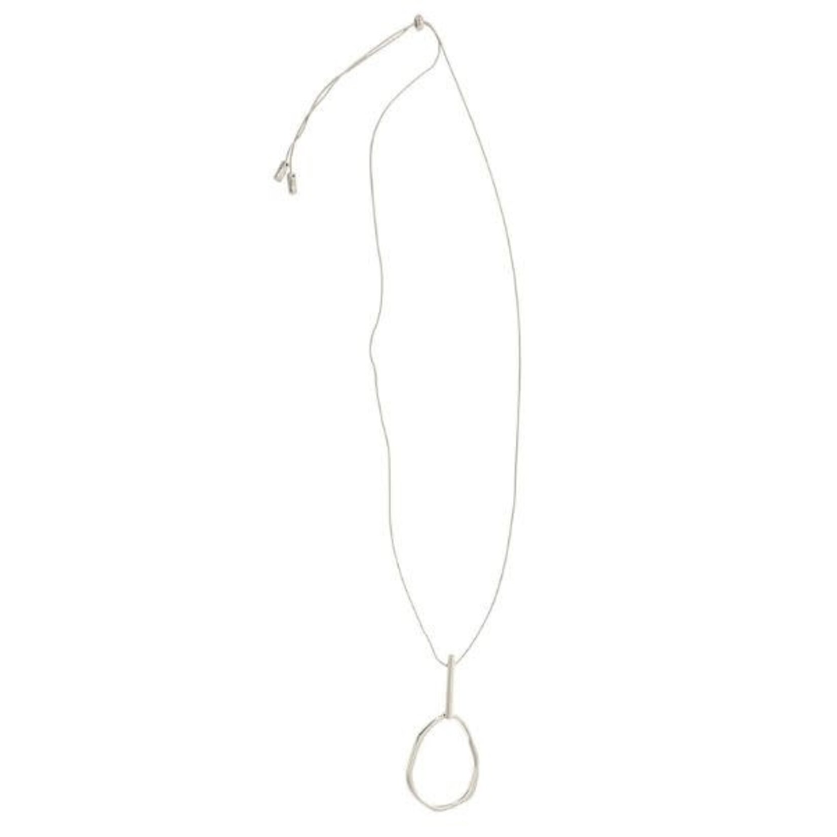 Joy Susan Bar + Oval Adjustable Necklace, Silver, 40 in.