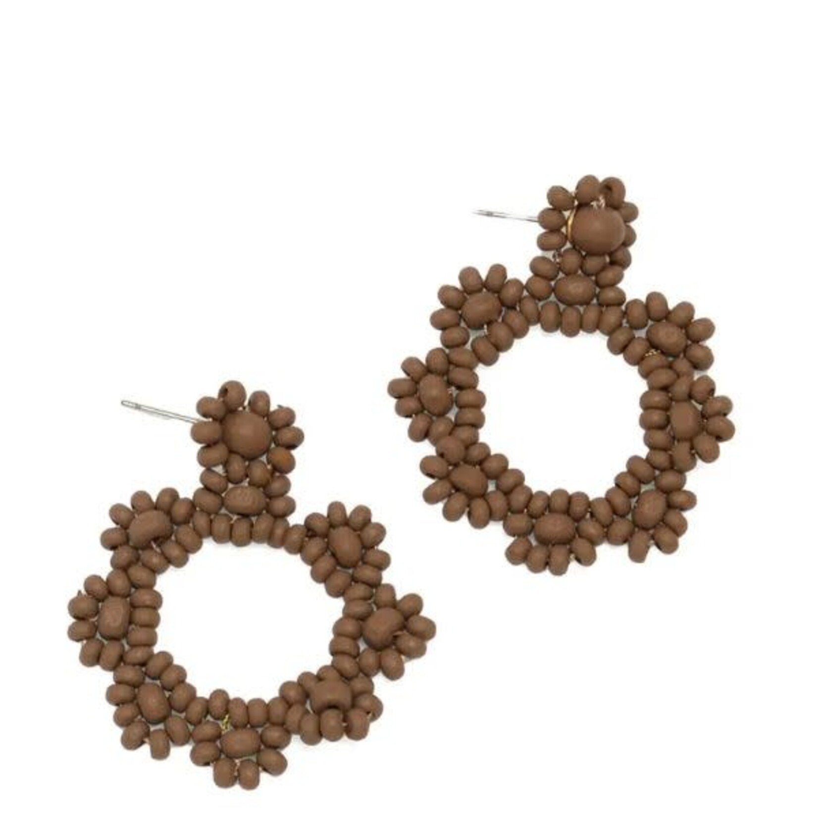 Joy Susan Bead Scalloped Boho Earrings, Natural