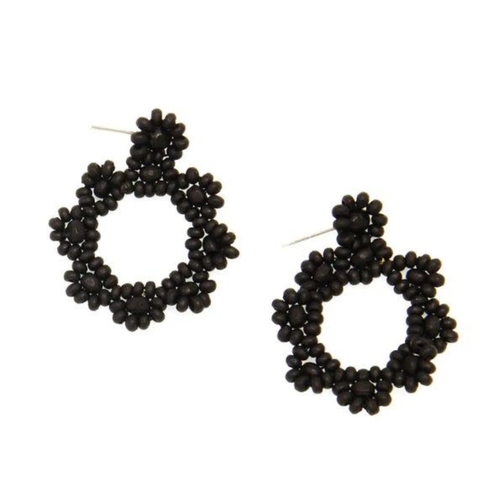 Joy Susan Bead Scalloped Boho Earrings, Black