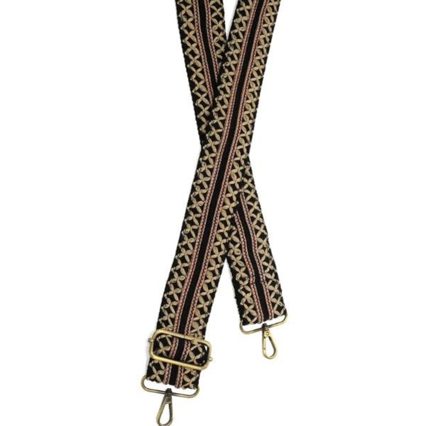 Joy Susan Criss-Cross Guitar Strap, Black and Natural