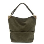Joy Susan Darcy Zip Front Pocket Bucket Bag, Olive