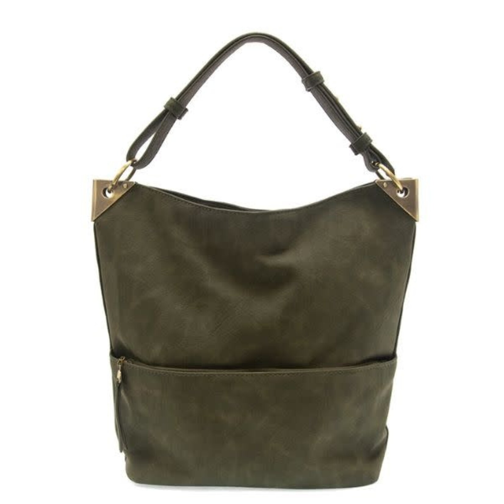 Joy Susan Darcy Zip Front Pocket Bucket Bag, Olive