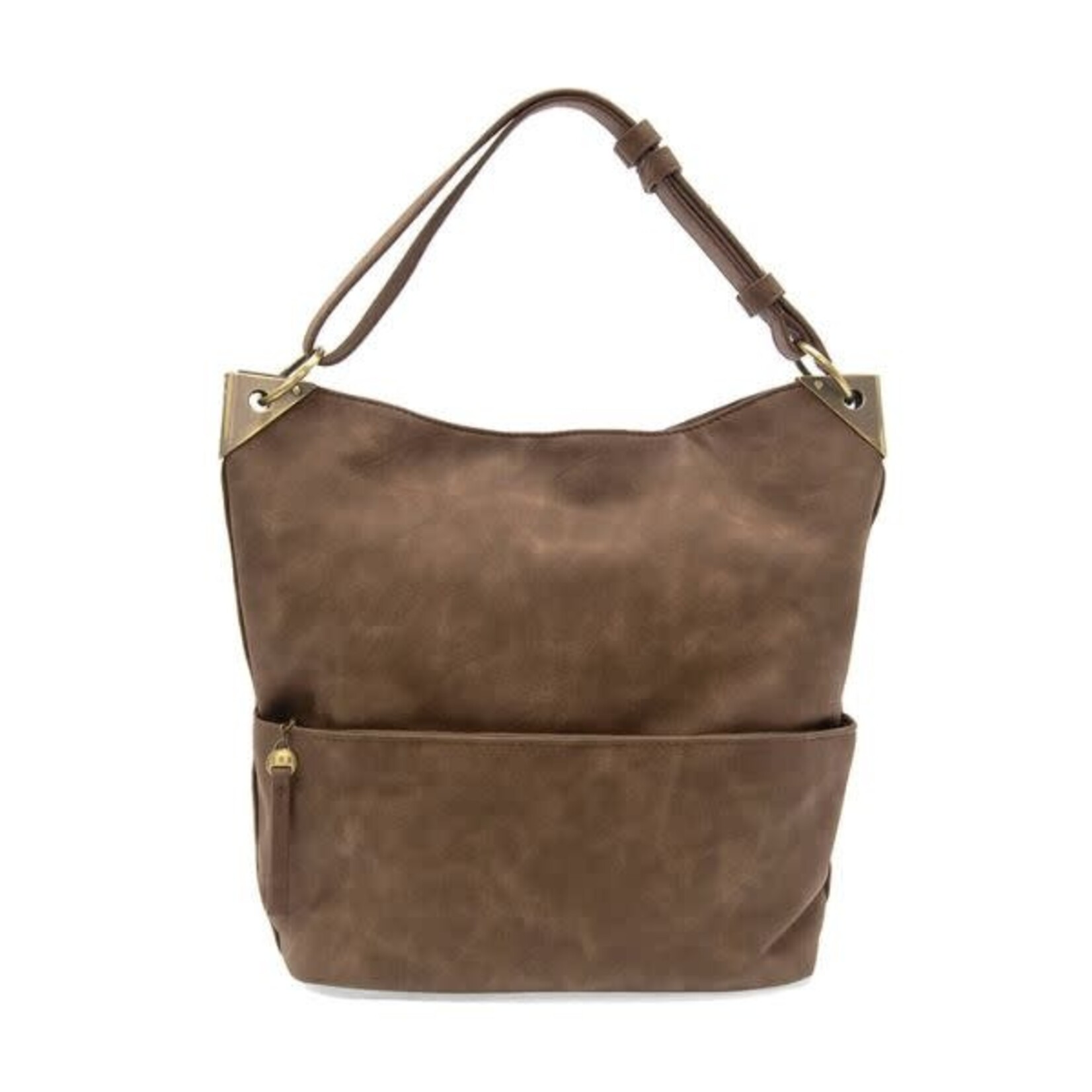 Joy Susan Darcy Zip Front Pocket Bucket Bag, Pecan