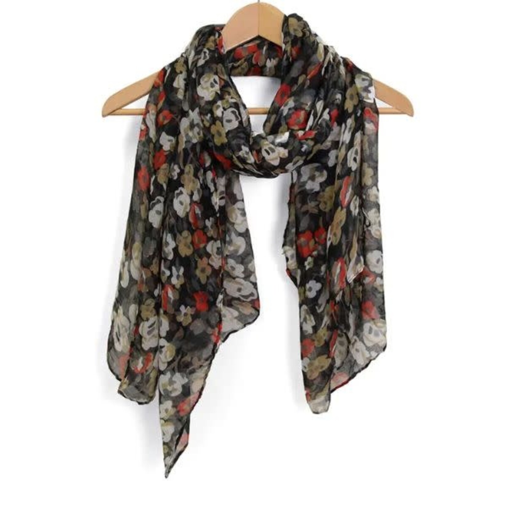 Joy Susan Cut Daisies Scarf, Black