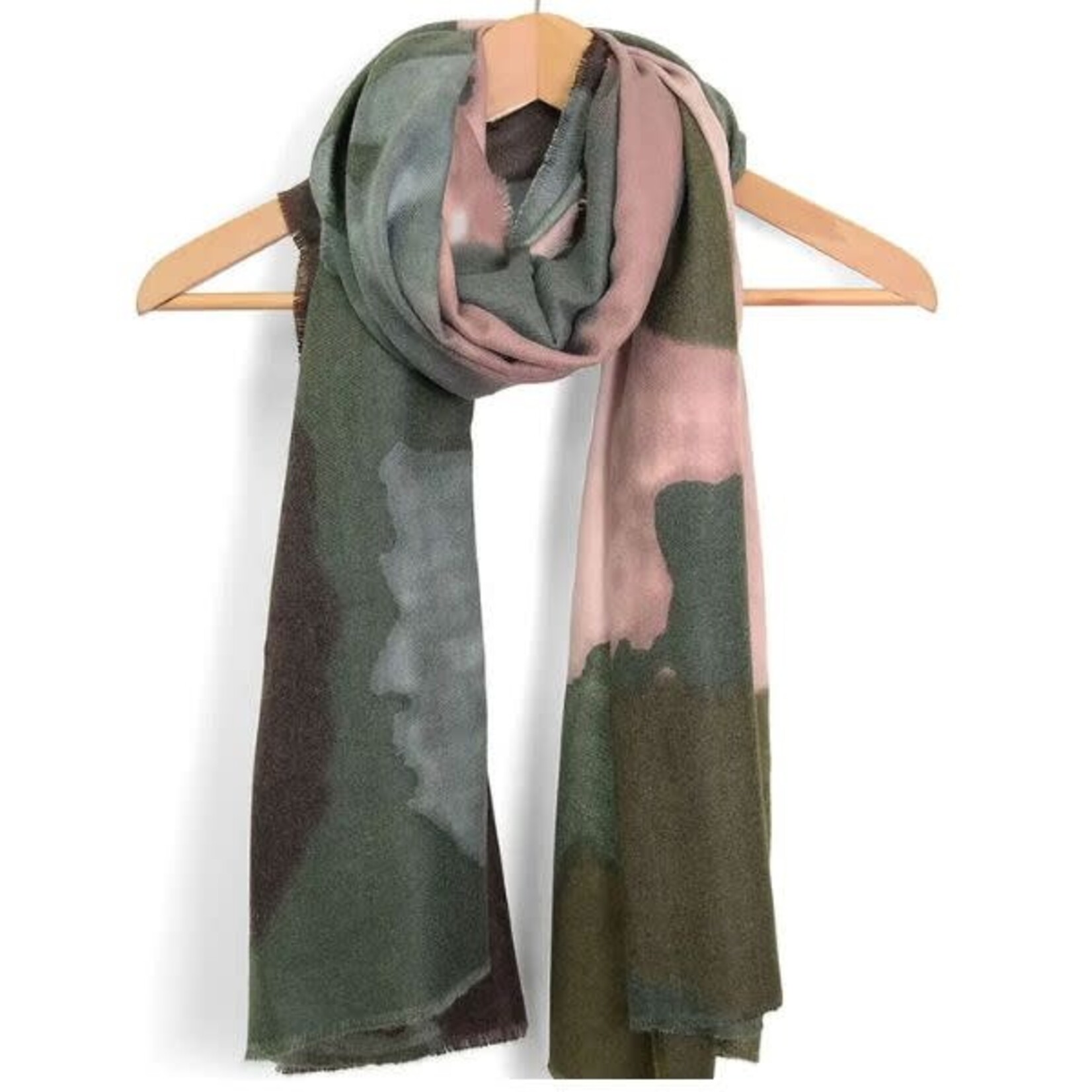 Joy Susan Coffee Multi Inkblot Scarf, Green