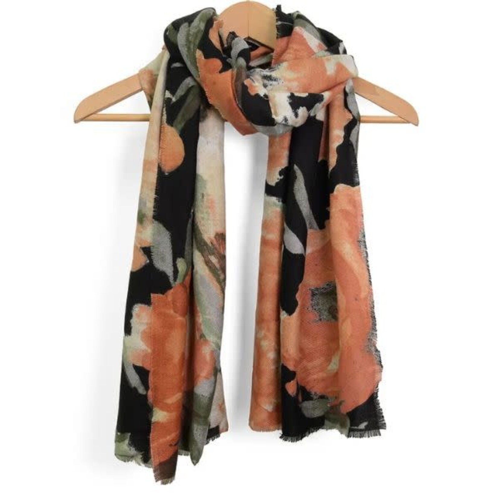 Joy Susan Garden Rose Floral Scarf, Black