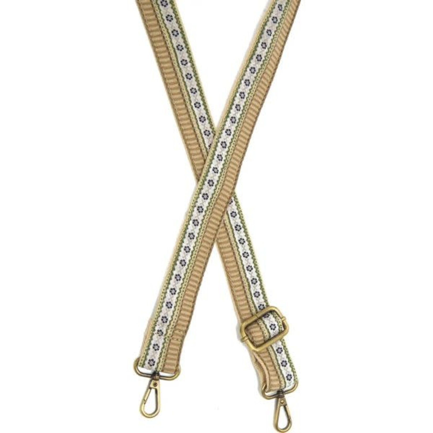 Joy Susan Daisy Stripe Guitar Strap, Neutral