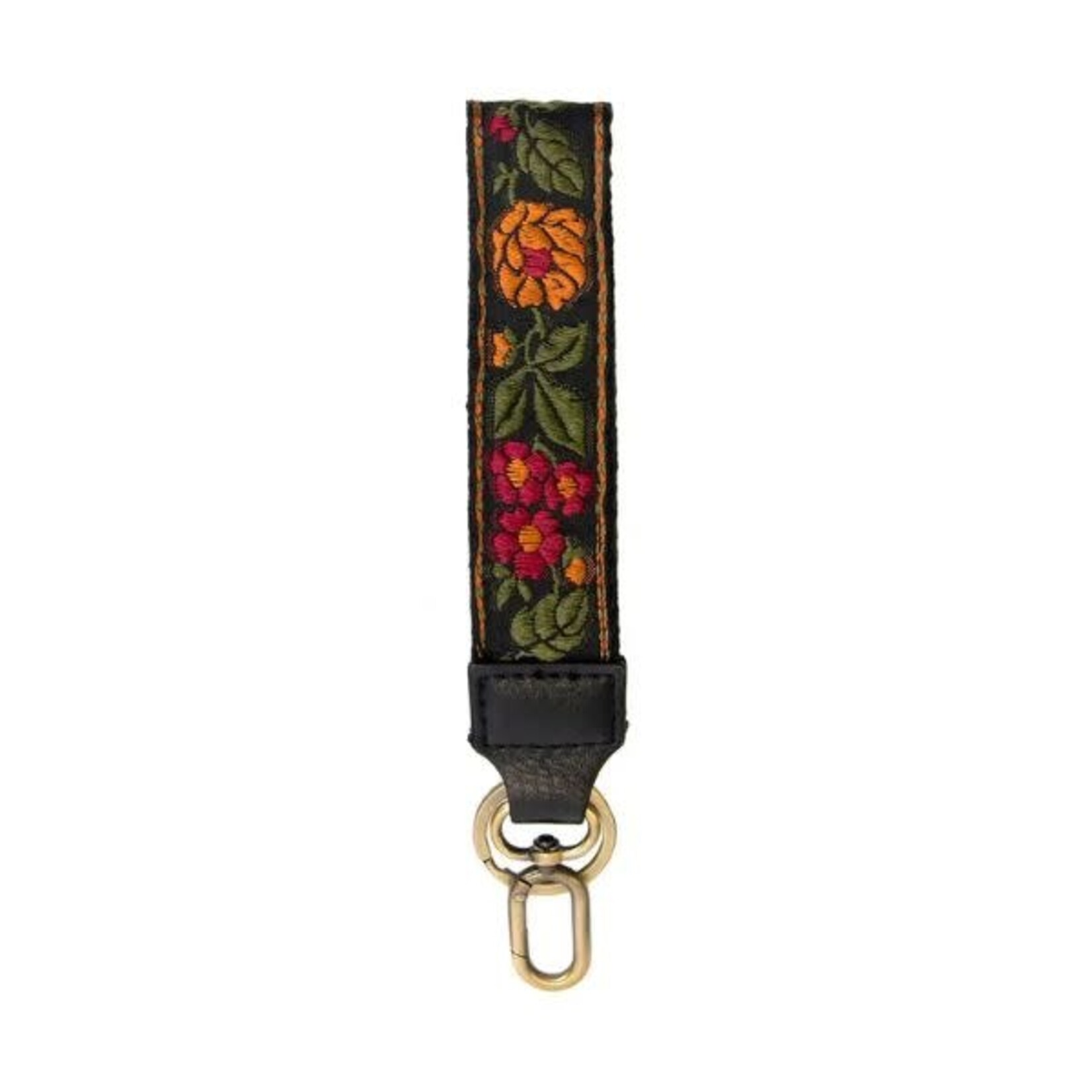 Joy Susan Floral Vine Embroidered Easy Find Wristlet, Black