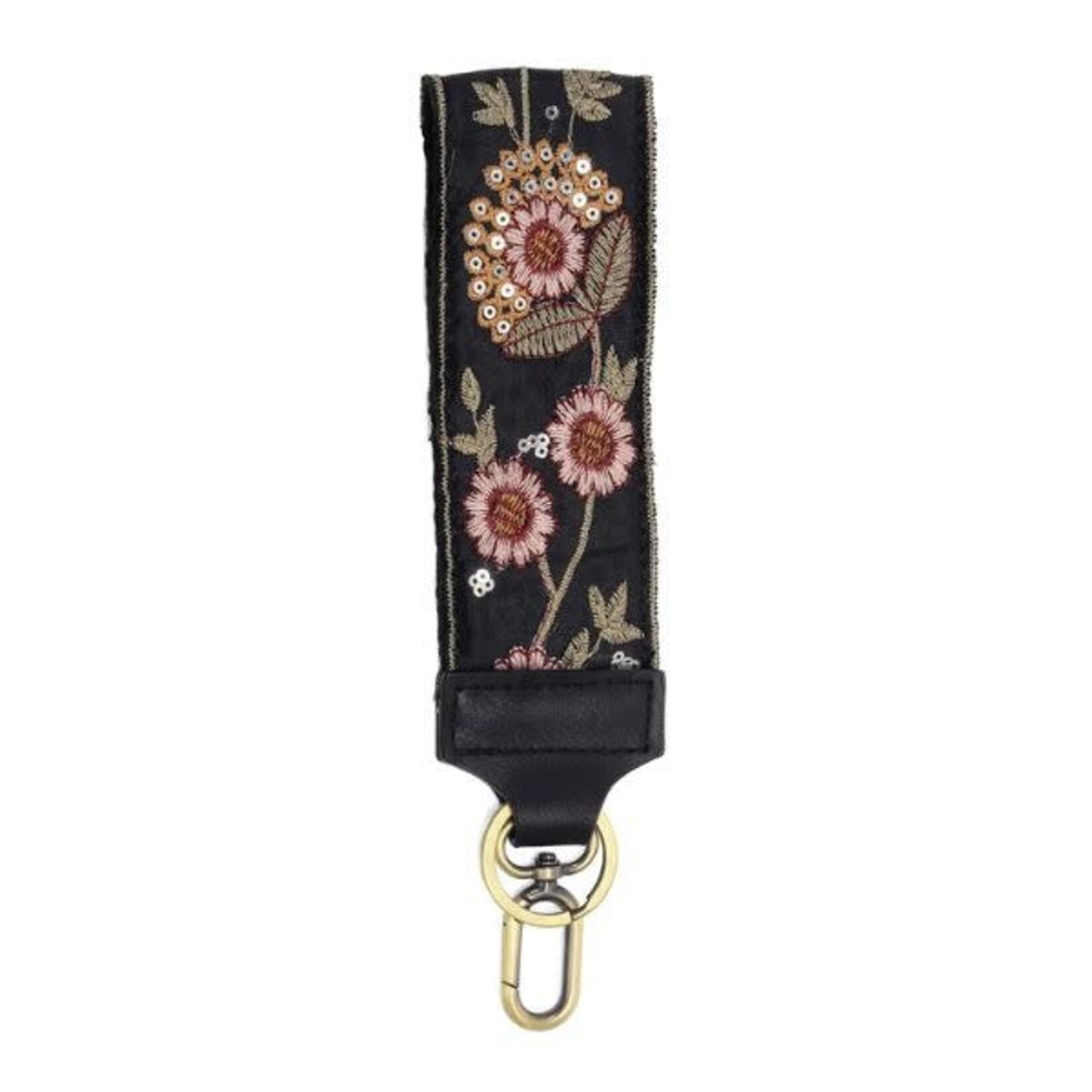 Joy Susan Ornate Floral and Sequin Easy Find Wristlet, Black