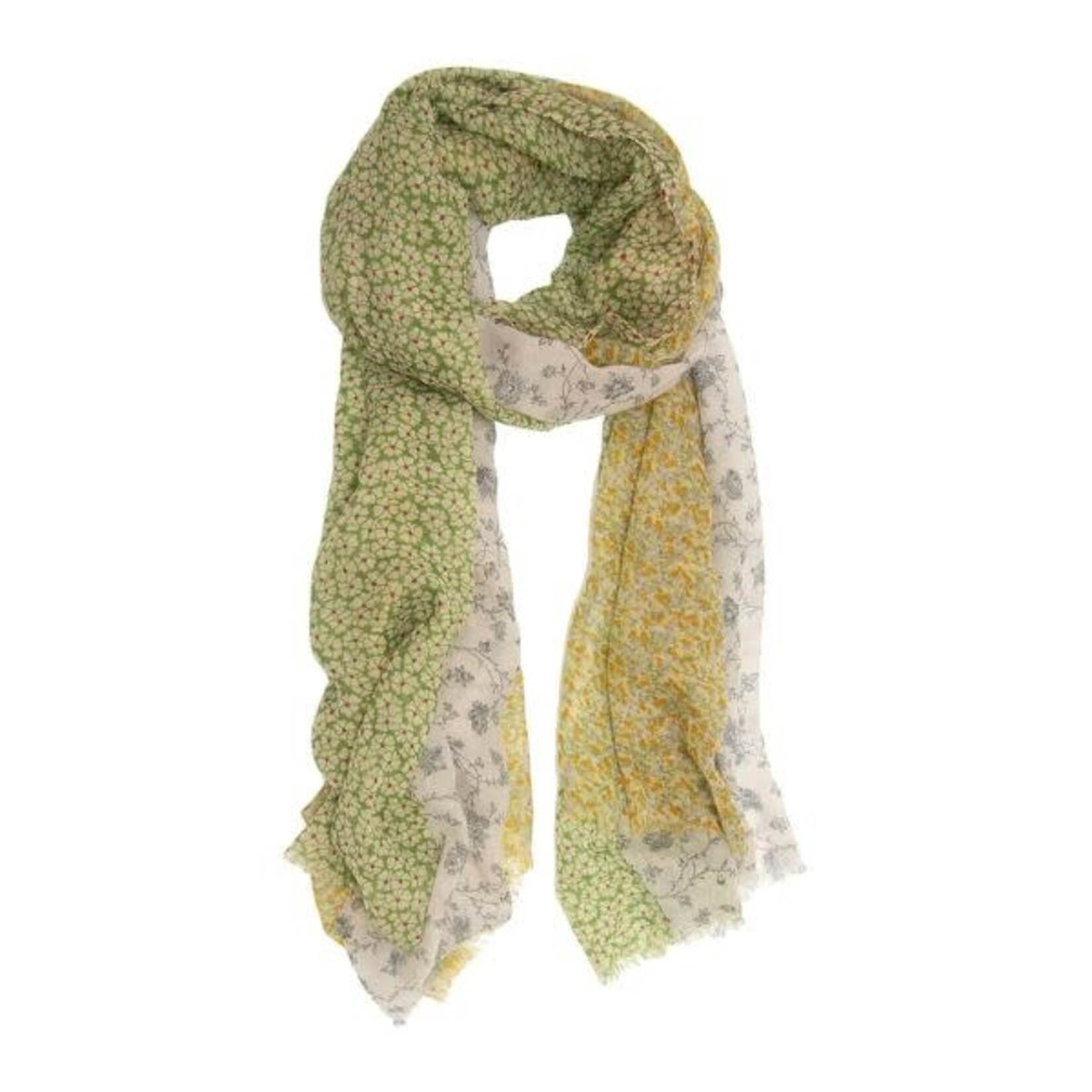 Joy Susan Tri-Floral Scarf, Golden