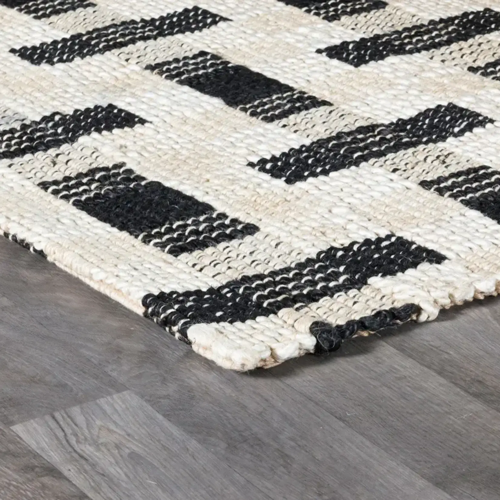 Preston Rug, 2 X 3, Ivory and Black