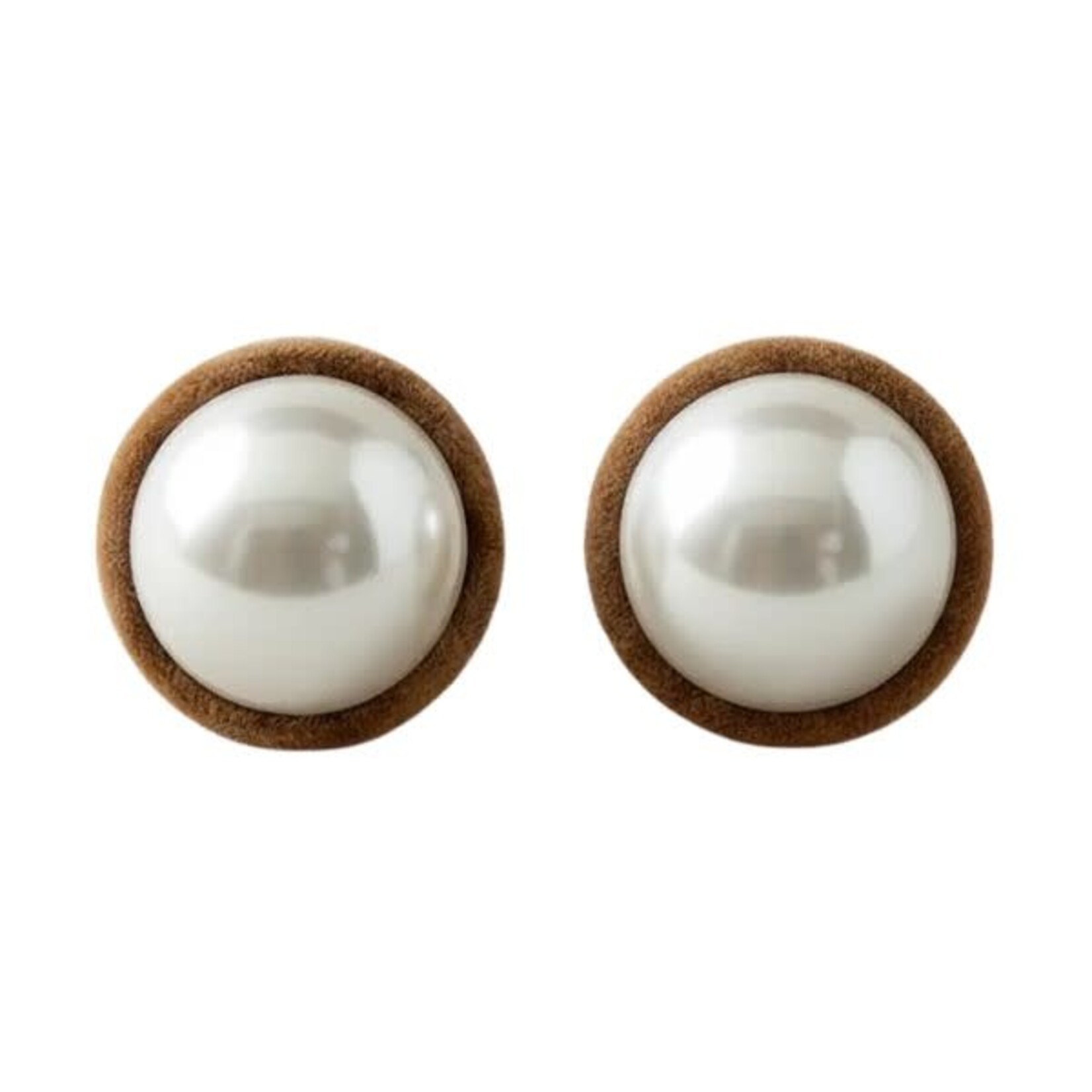 Ellemadera Geometric Flocked Pearl Stud Earrings, 0.7 in.