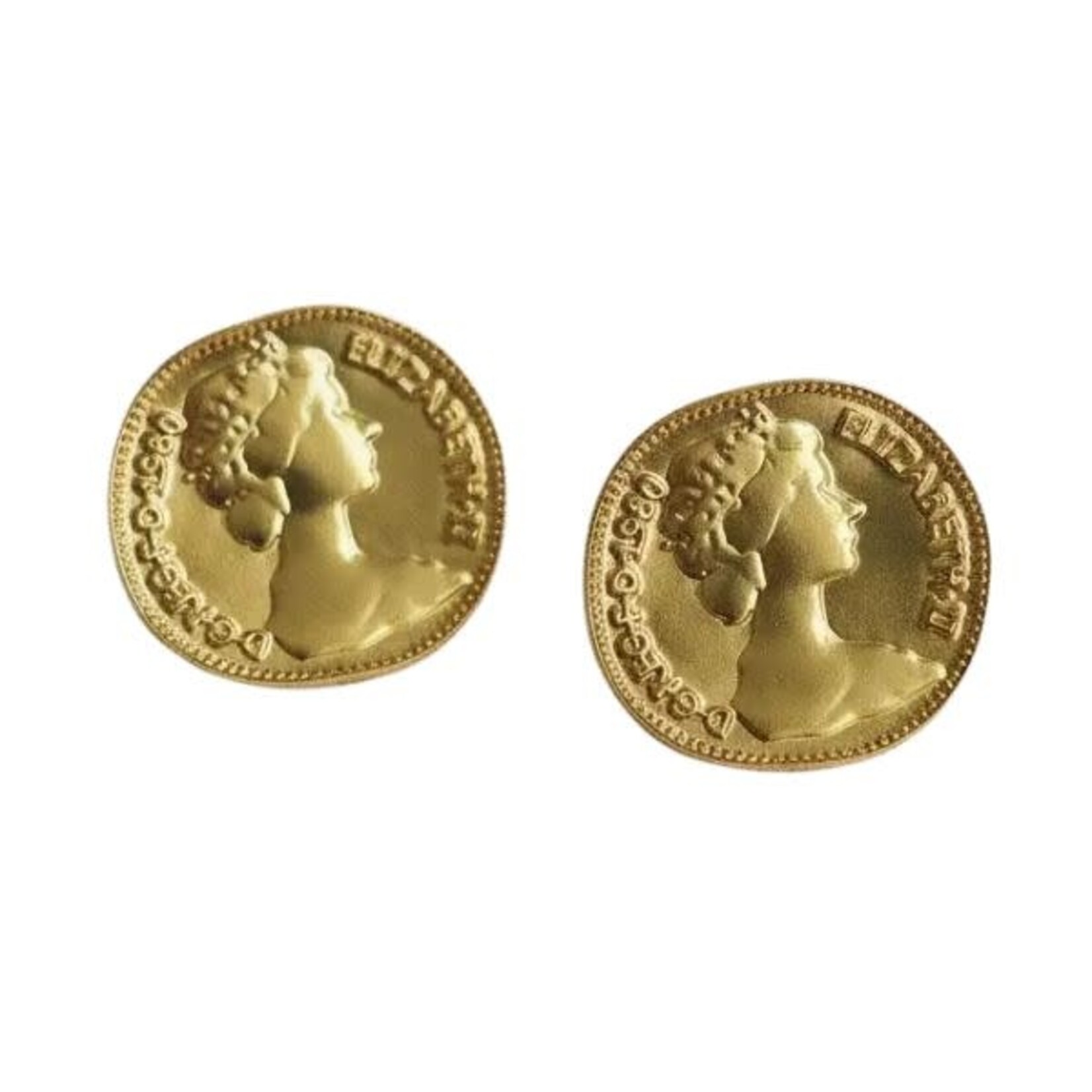 Ellemadera Portrait Coin Stud Earrings
