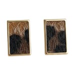 Ellemadera Flocked Leopard Print Stud Earrings, 0.8 X 0.5 in.