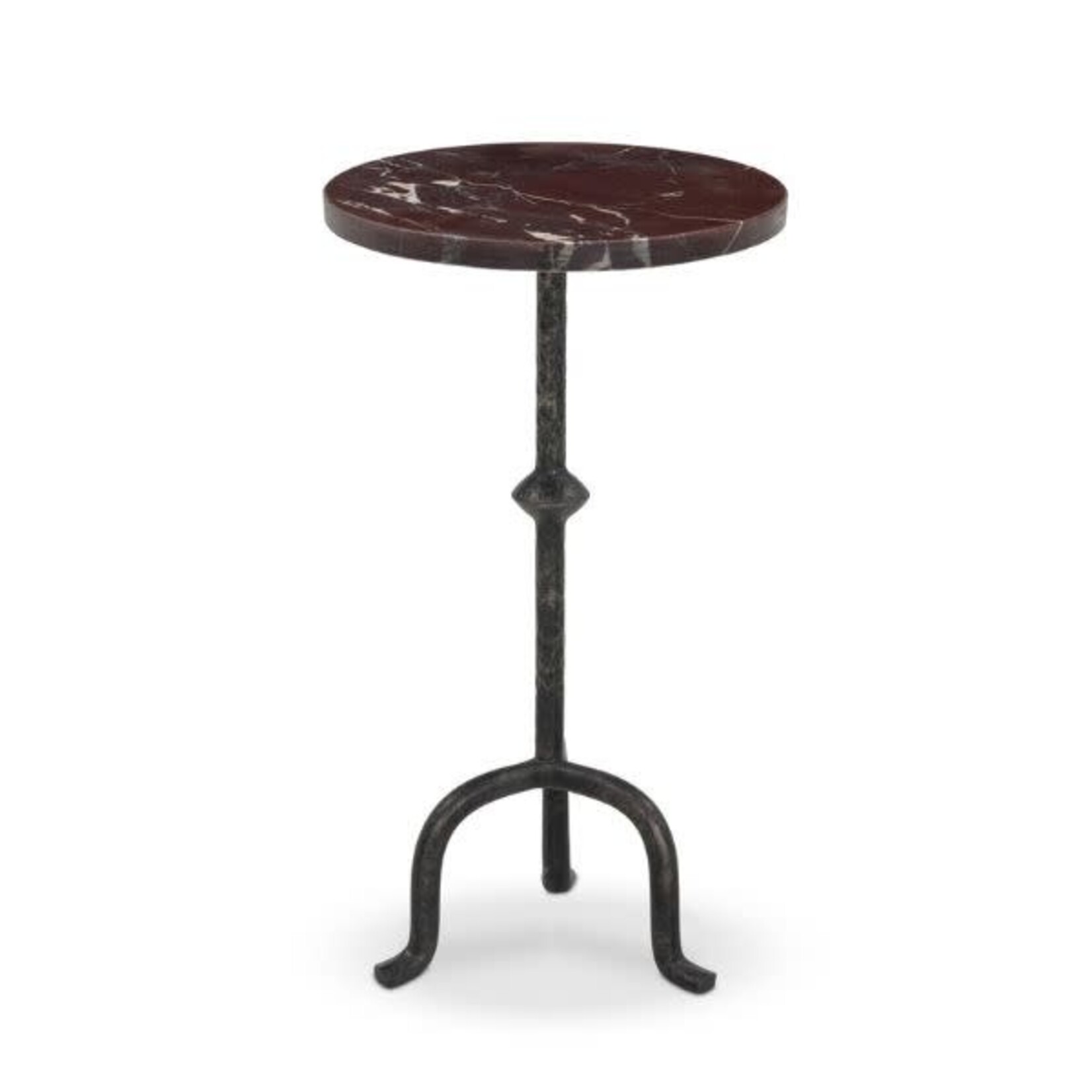 Jocelyn Cordovan Marble End Table, Black Iron, 12 X 12 X 21 in.