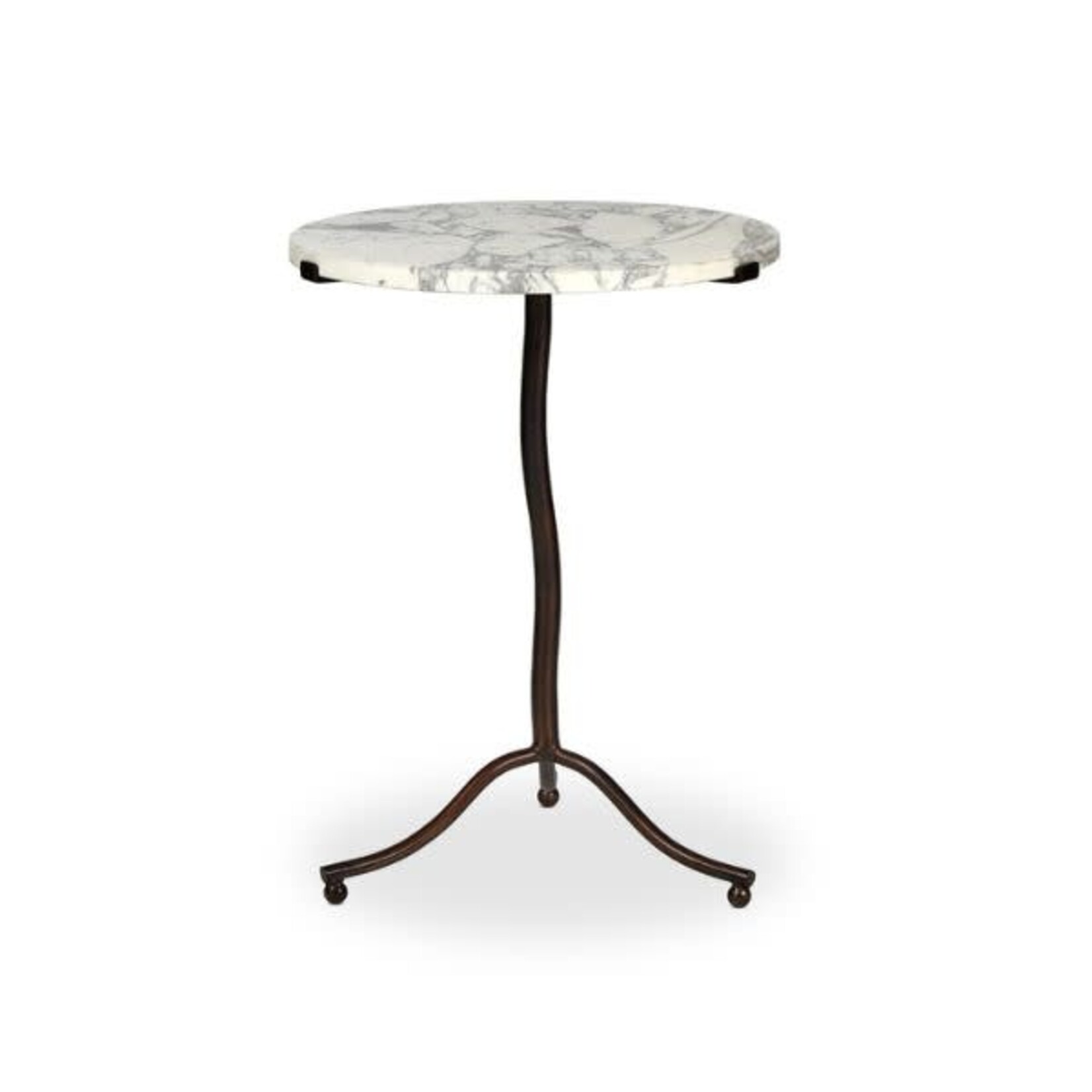 Sophie End Table, Veined White Marble, 18.25 X 18 X 24.25 in.