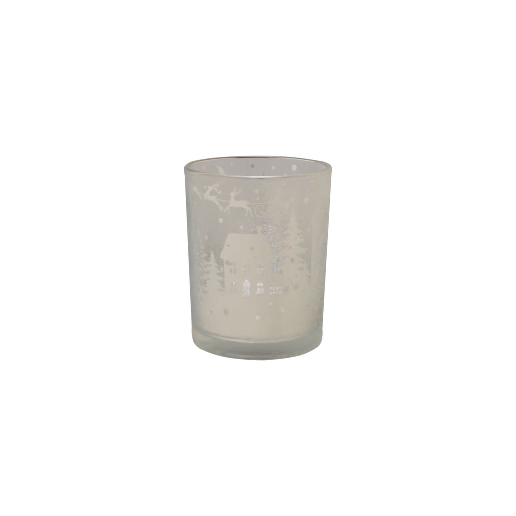 Mercury Glass Tealight/Votive Holder w/ Etched Scene, 4"