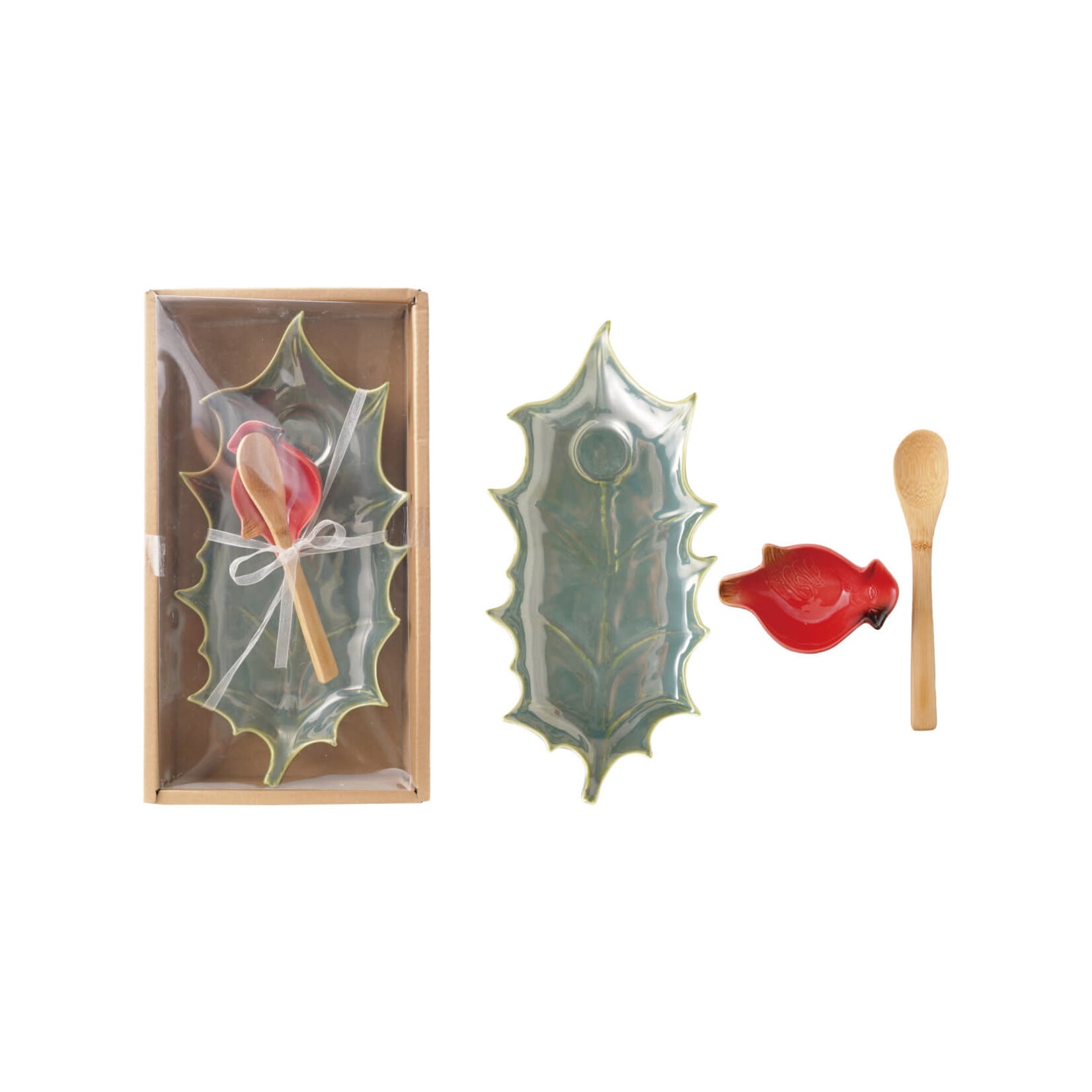 Stoneware Plate, Dish, & Bamboo Spoon Boxed Set, 11"