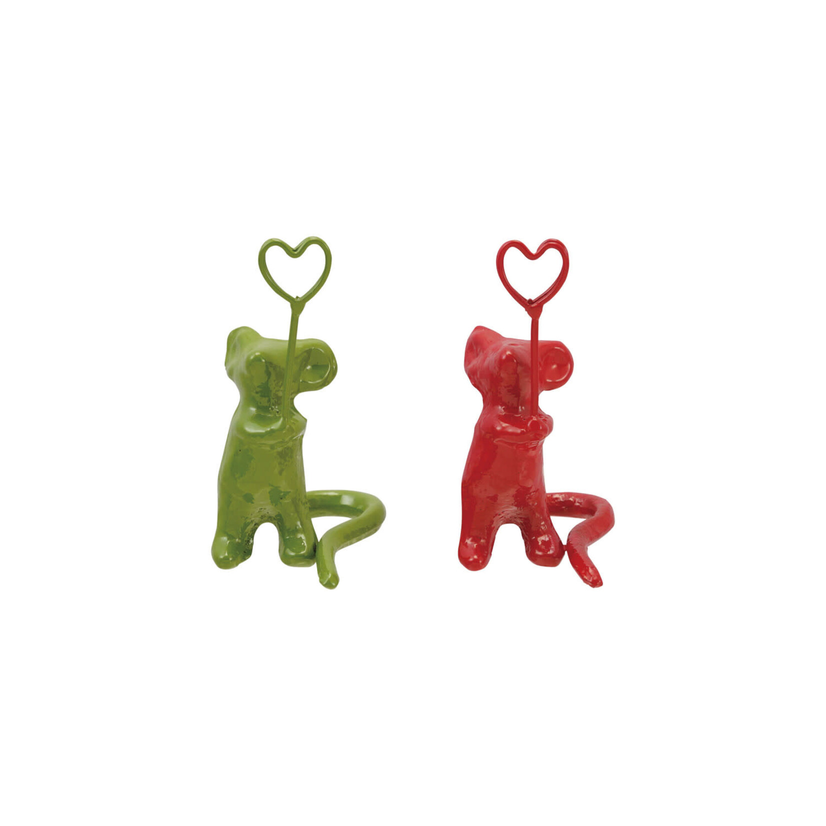 Enameled Cast Iron Mouse w/ Place Card/Photo Holder, Green